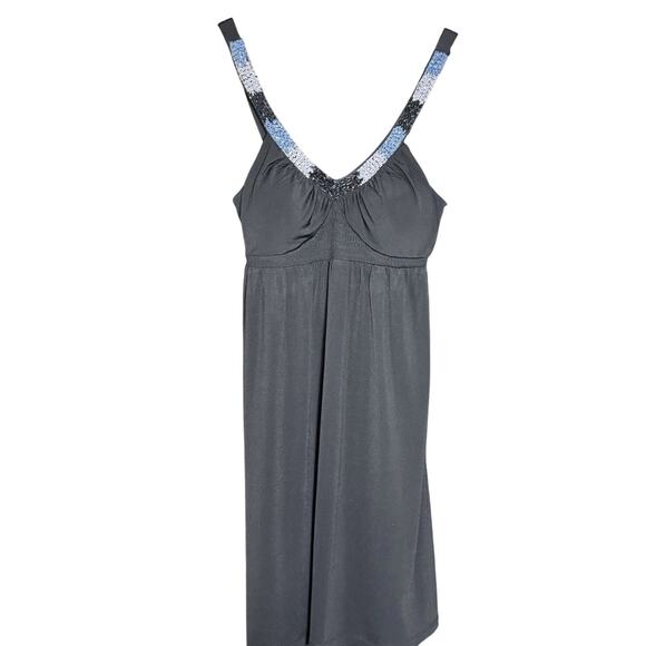 Candie's Midi Dress Black with Beaded Halter Style Front- Retro Y2K- Size Small - Picture 1 of 9